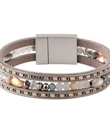 Multi Strand Beaded Magnetic Bracelet Silver Bracelets and Bangles Sun Accessories