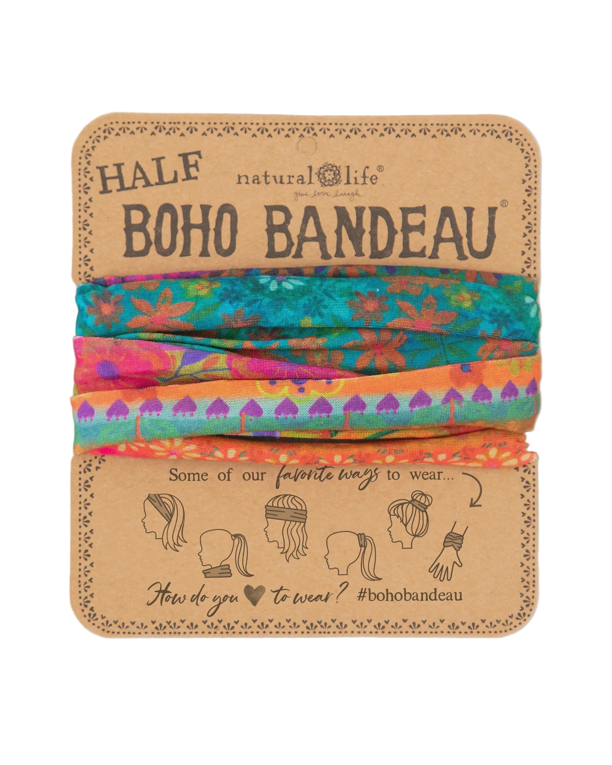 Boho Bandeau Half Bright Border Bandeau Natural Life