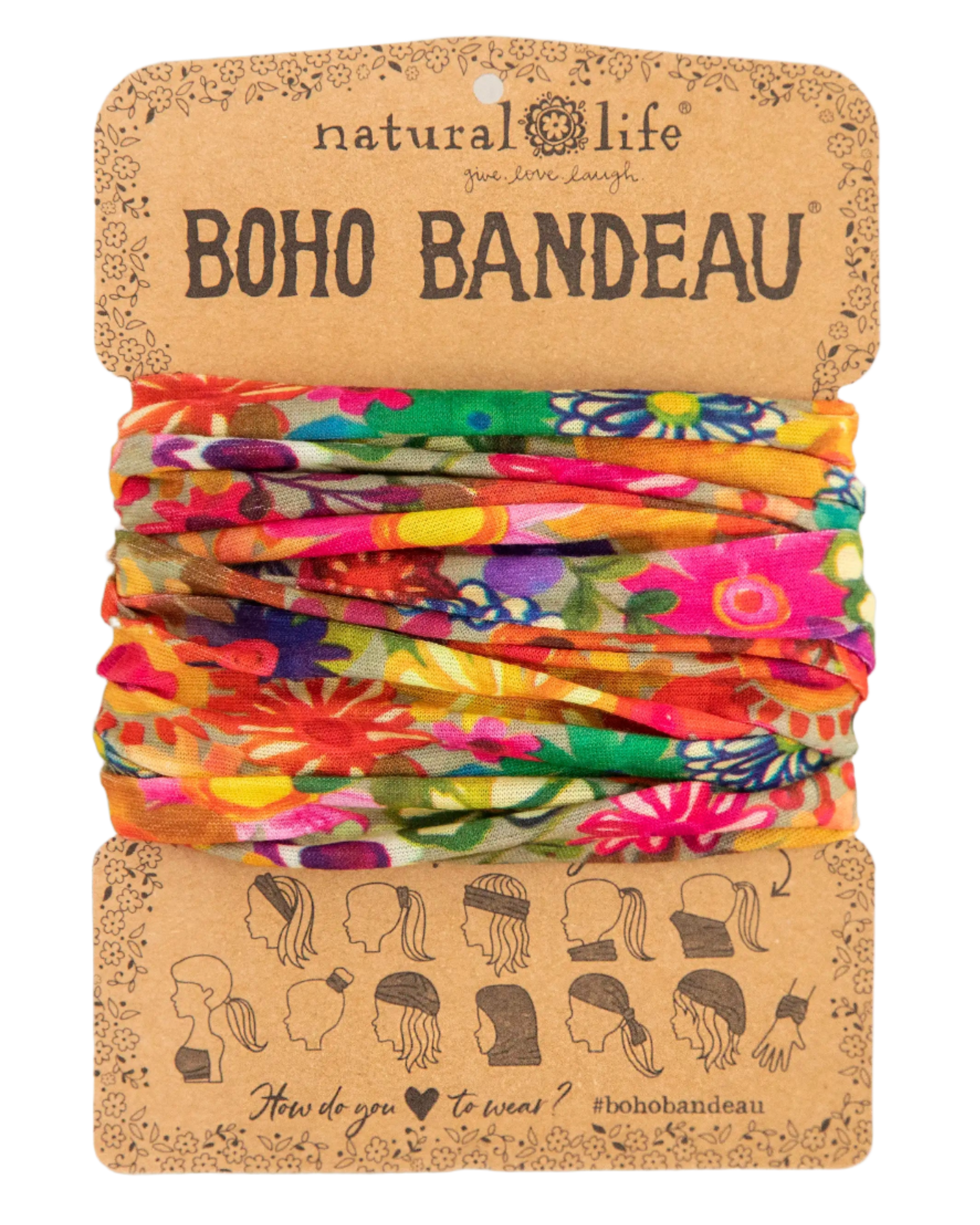 Boho Bandeau Headband Floral Blue Cream Bandeau Natural Life