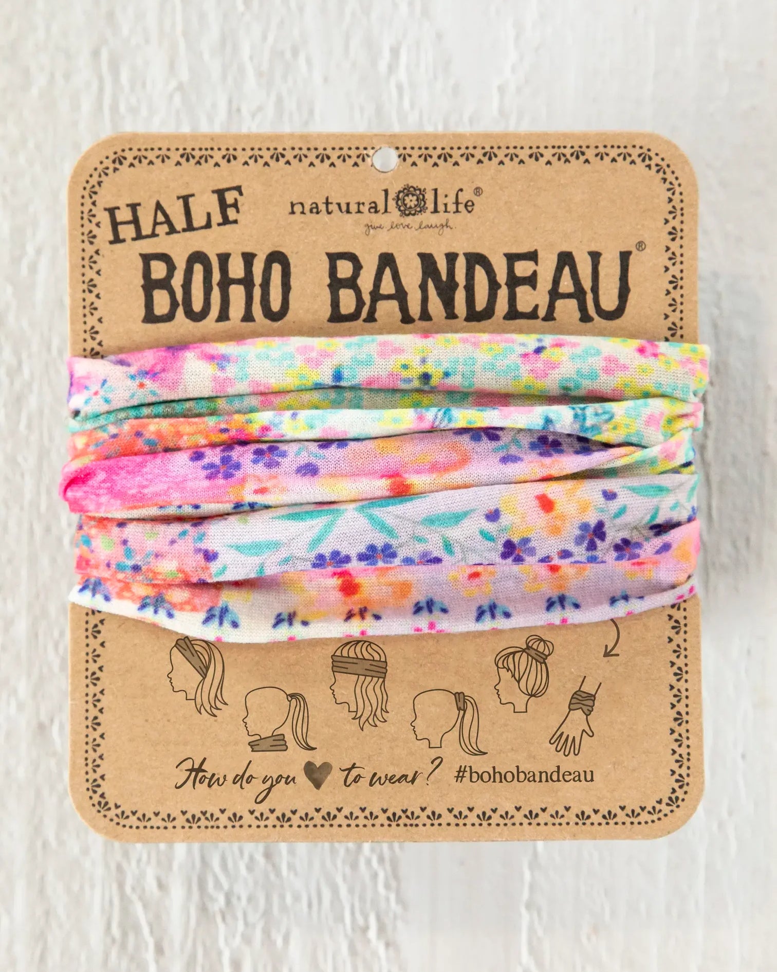 Boho Bandeau Half Pink Water Clear Patchwork Bandeau Natural Life