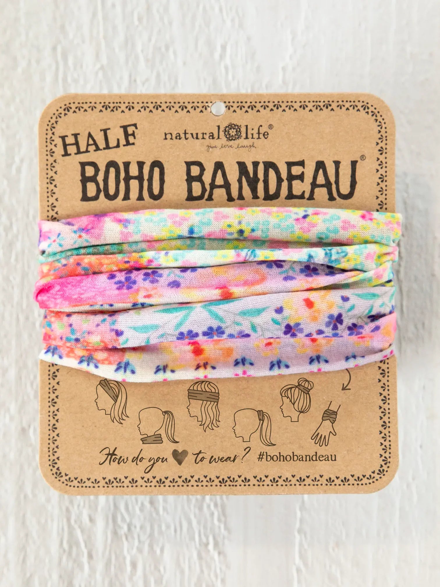 Boho Bandeau Half Pink Water Clear Patchwork Bandeau Natural Life