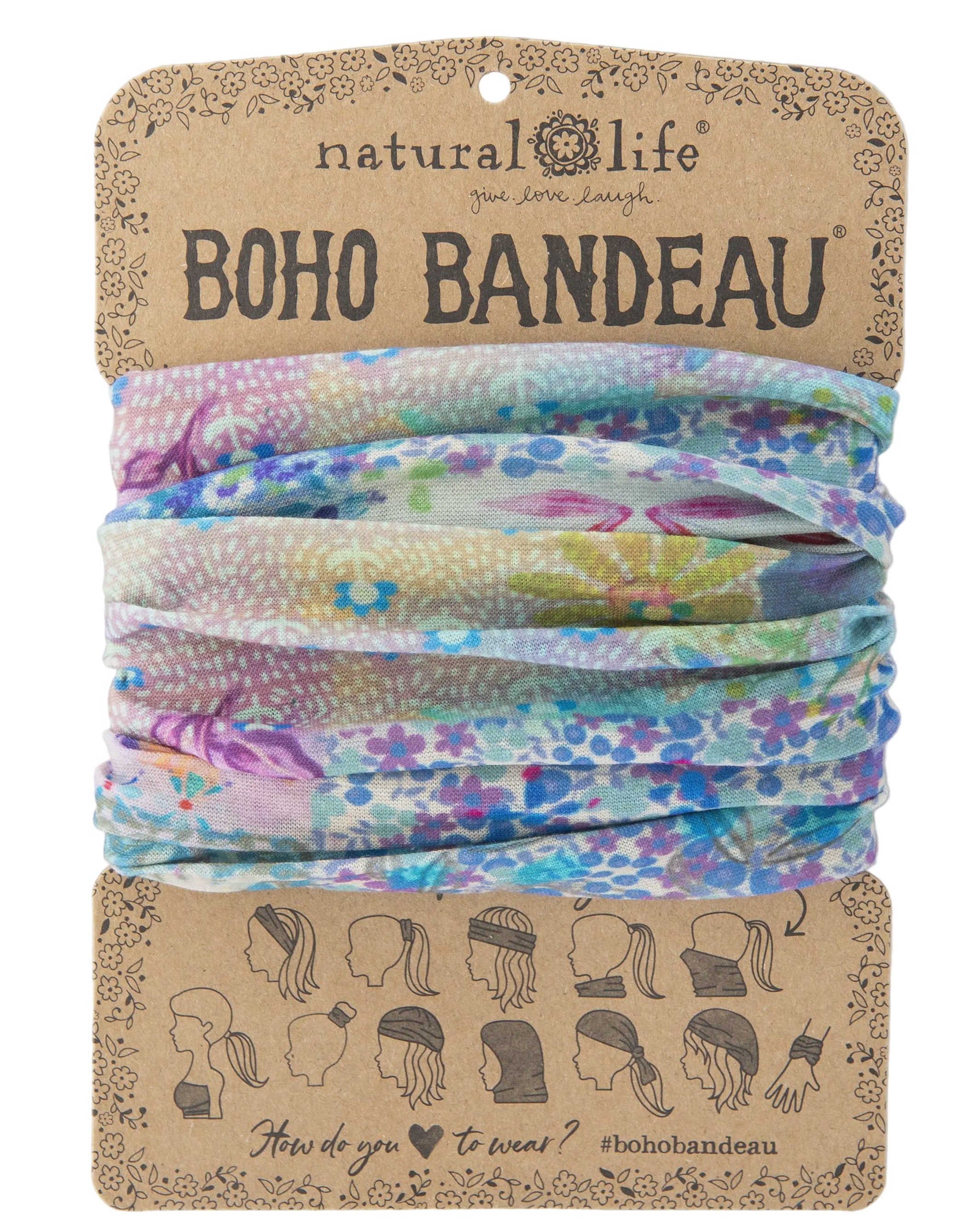 Boho Bandeau Blue Watercolour Patchwork Bandeau Natural Life