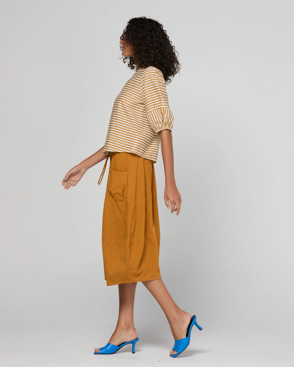 Ava Top Mustard Stripe Tops Boom Shankar