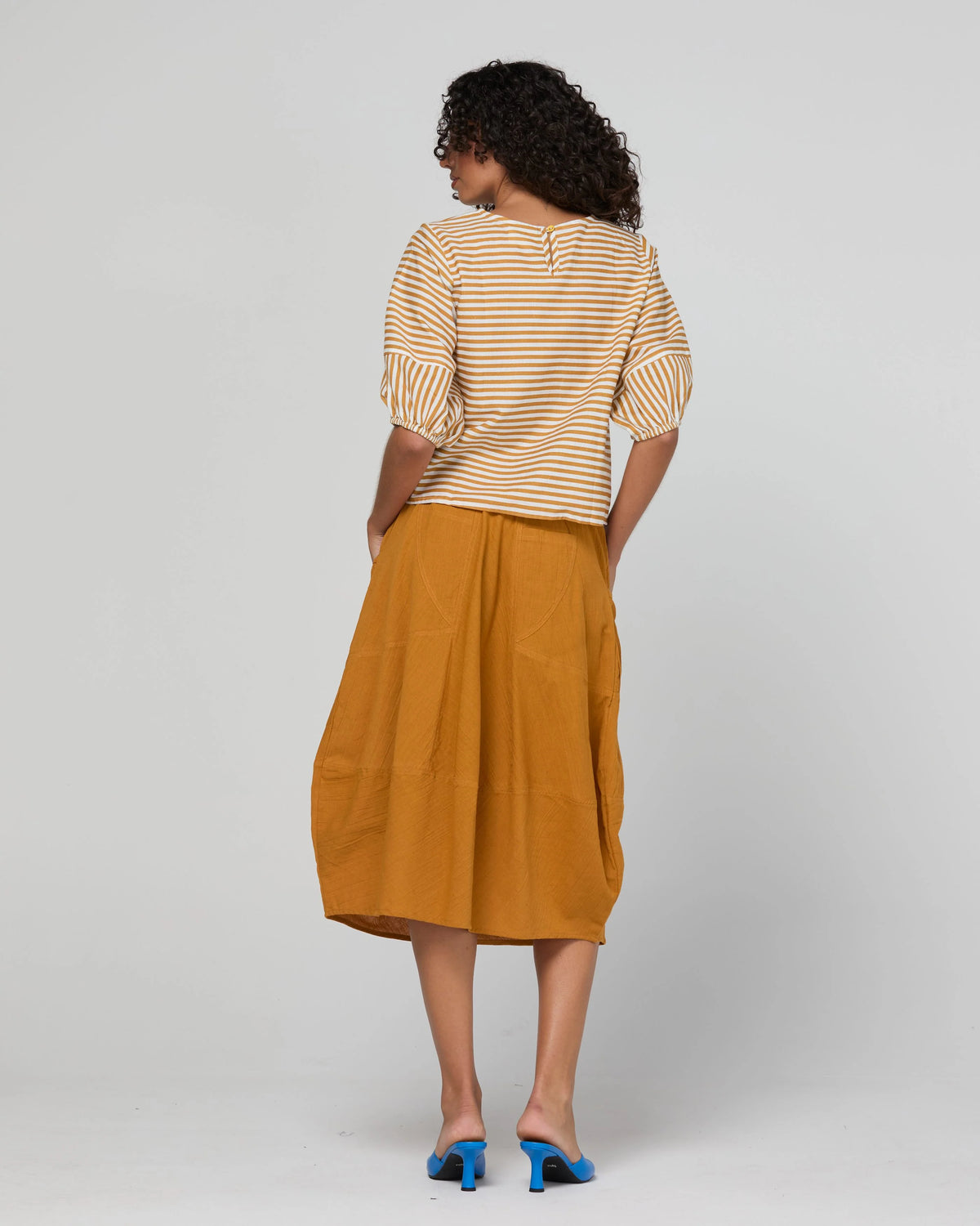 Ava Top Mustard Stripe Tops Boom Shankar