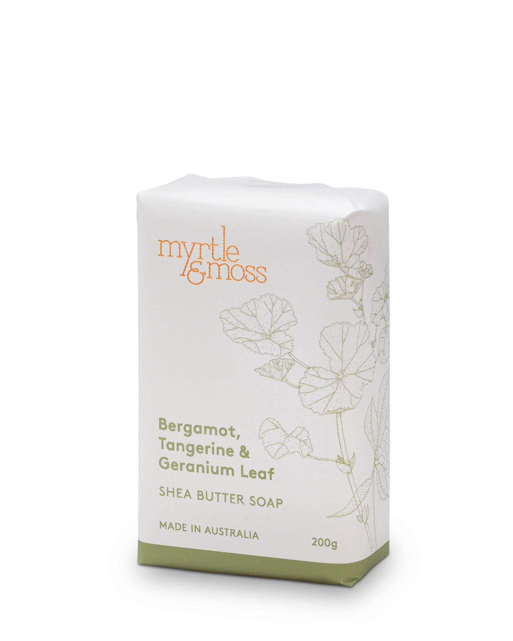 Shea Butter Soap 200g Bergamot Rind, Tangerine & Geranium Leaf Body Myrtle & Moss