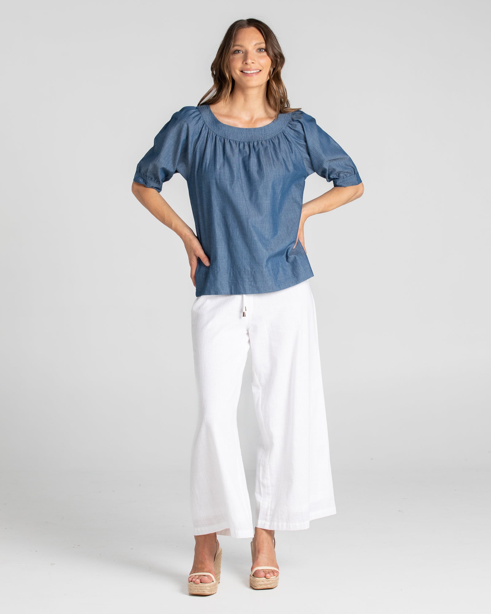 Bliss Top Basic - Blue Chambray Tops Boom Shankar