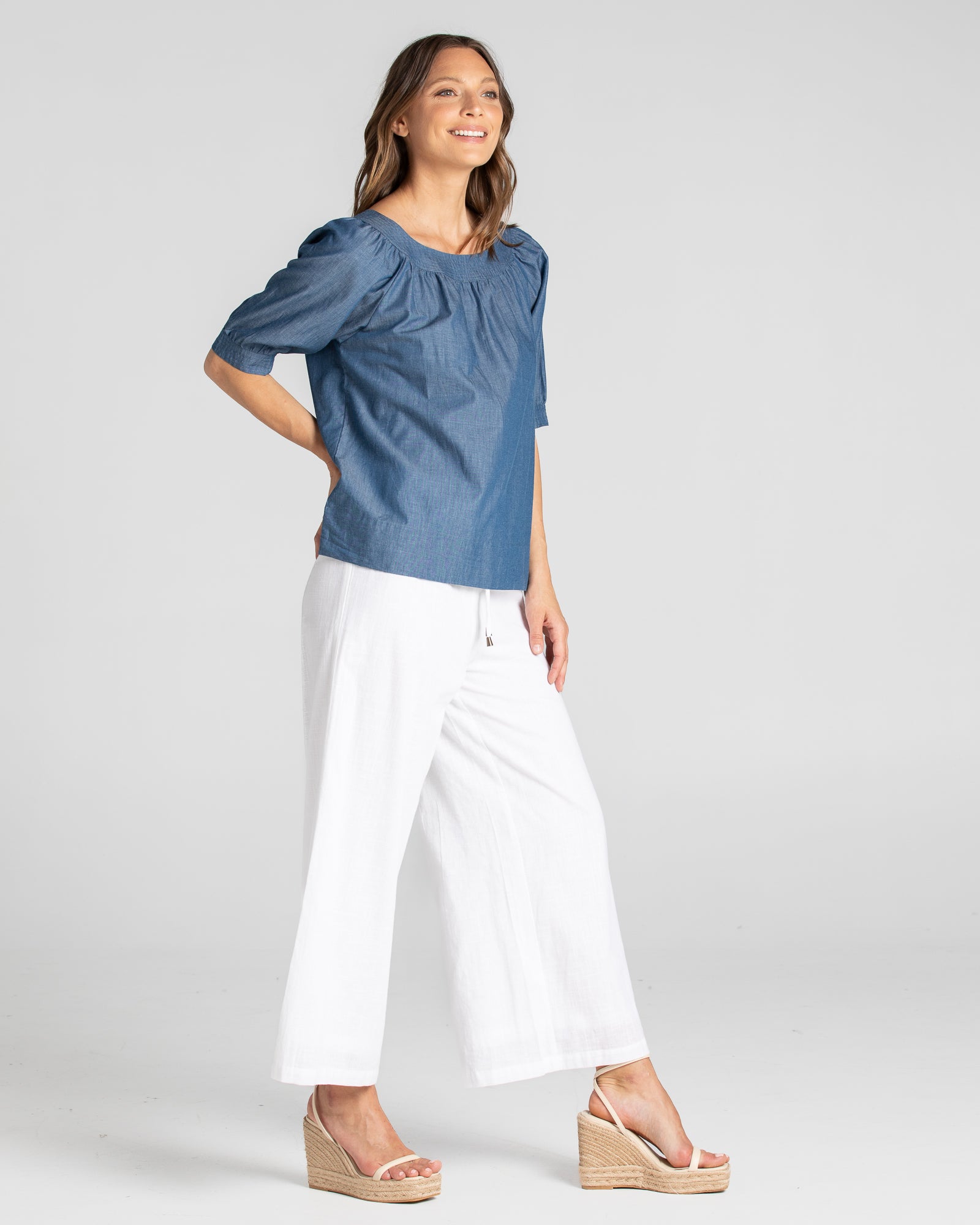 Bliss Top Basic - Blue Chambray Tops Boom Shankar