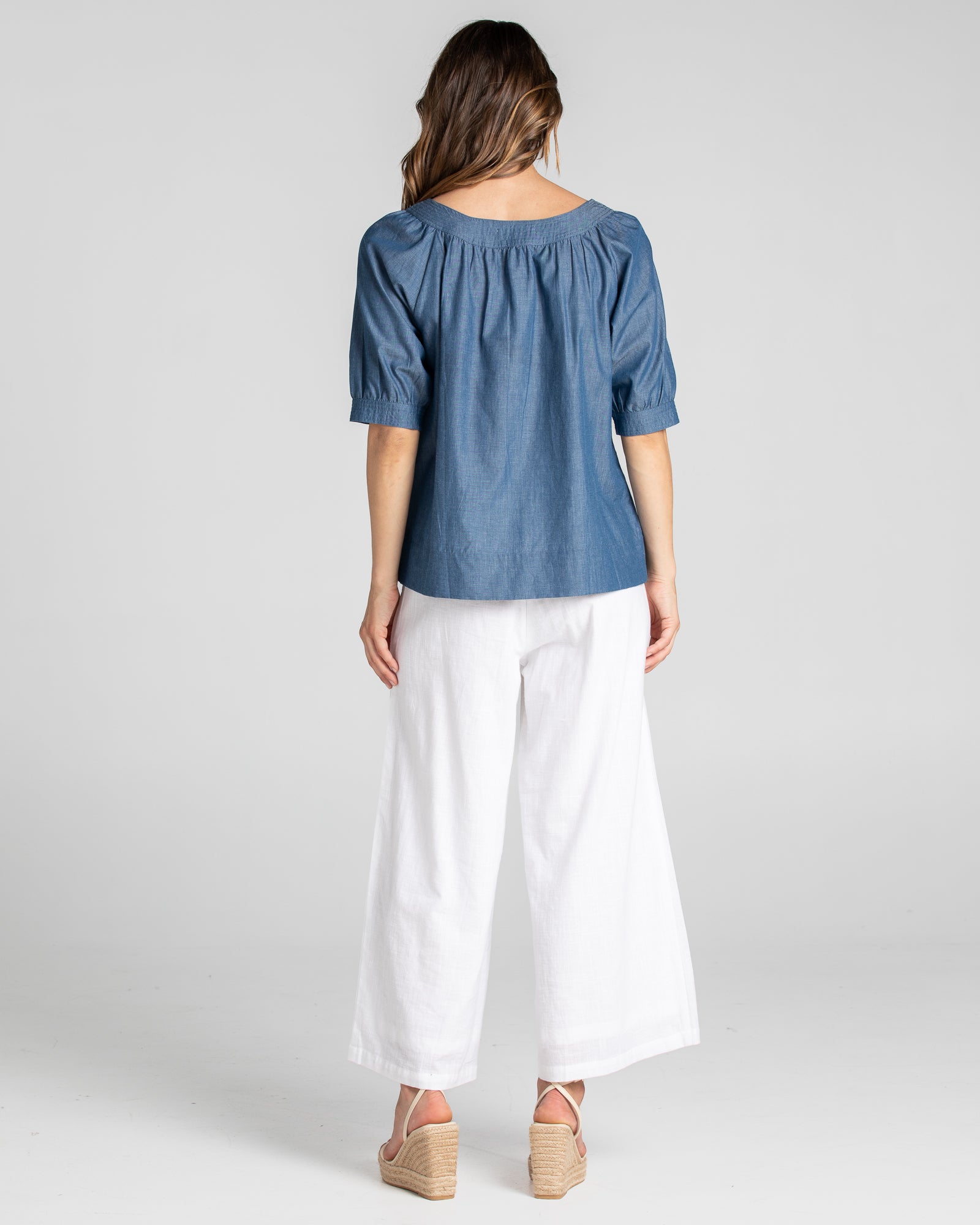 Bliss Top Basic - Blue Chambray Tops Boom Shankar