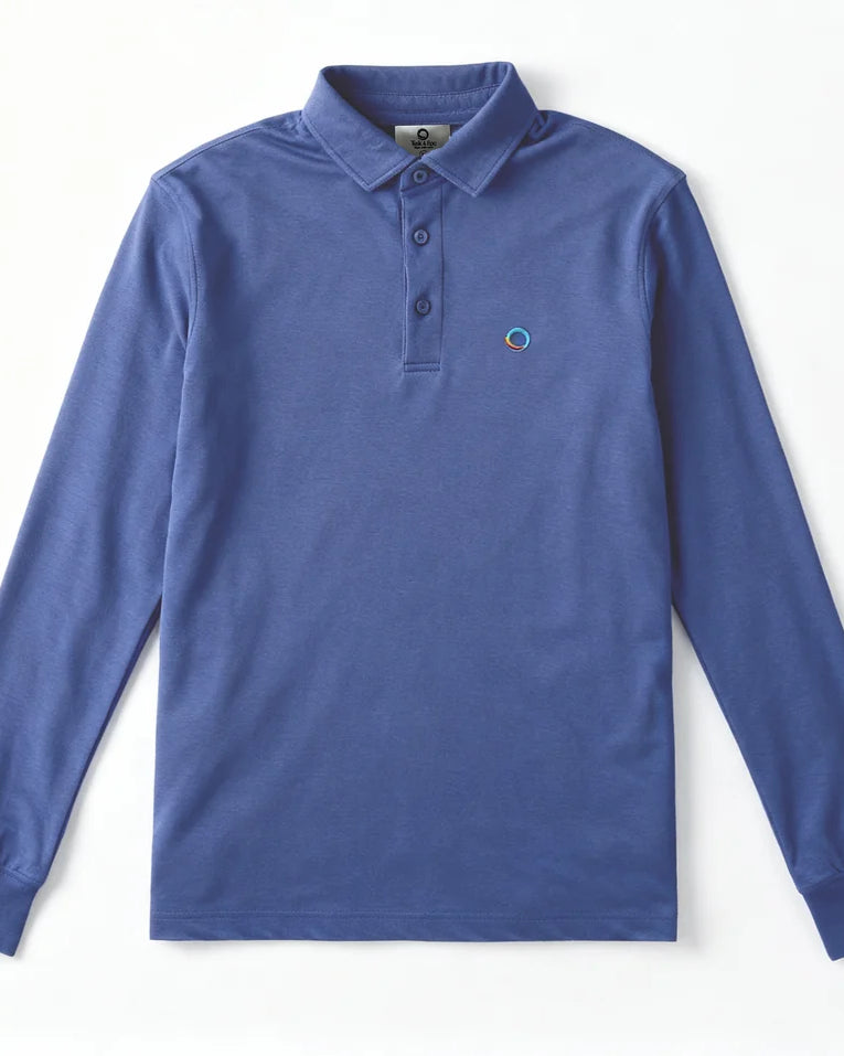 Classic Men Long Sleeve Polo Blue Mens Tops Tusk and Roo