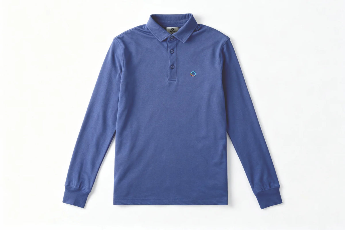 Classic Men Long Sleeve Polo Blue Mens Tops Tusk and Roo