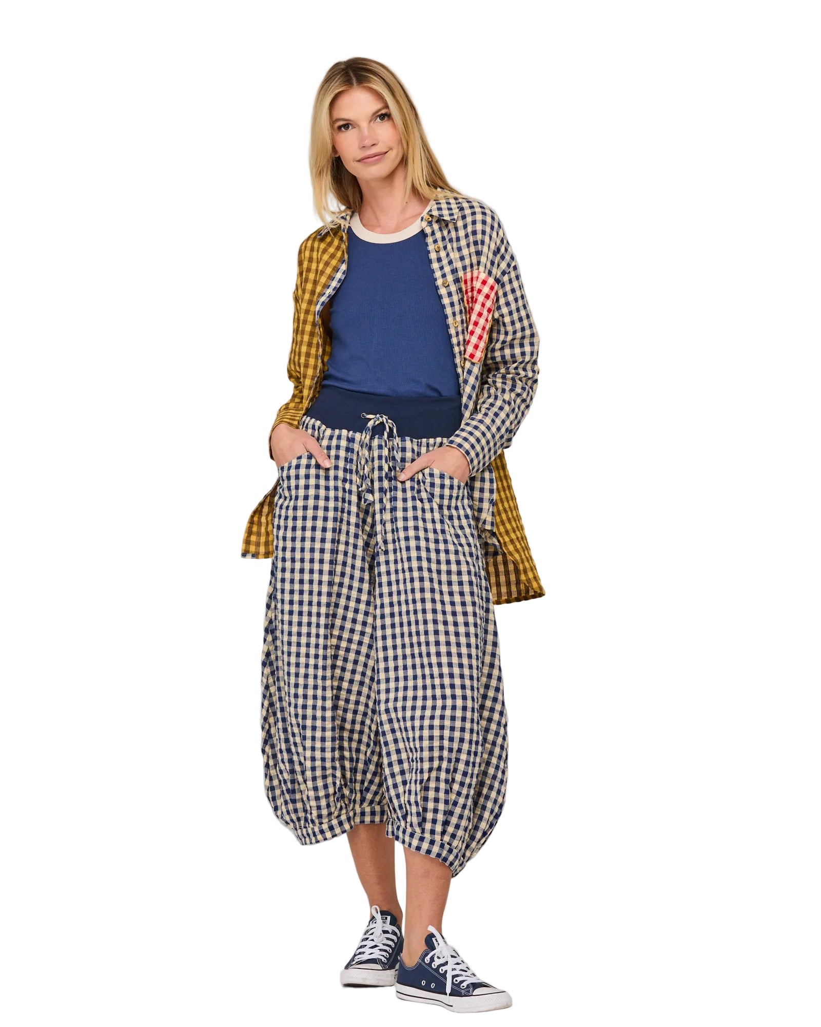 Guru Pant Navy Seersucker Bottoms Boom Shankar 6