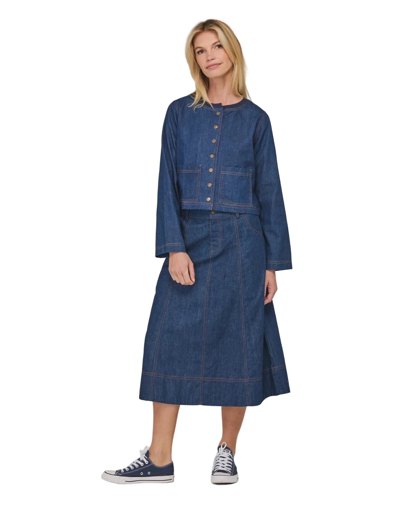 Fumiko Skirt Dark Denim Skirts Boom Shankar 6