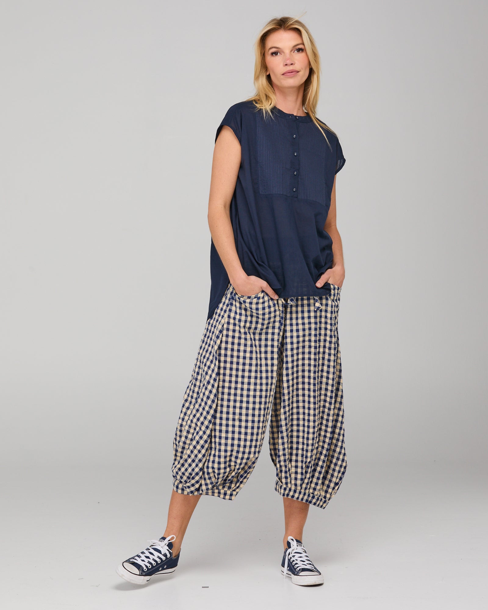 Guru Pant Navy Seersucker Bottoms Boom Shankar