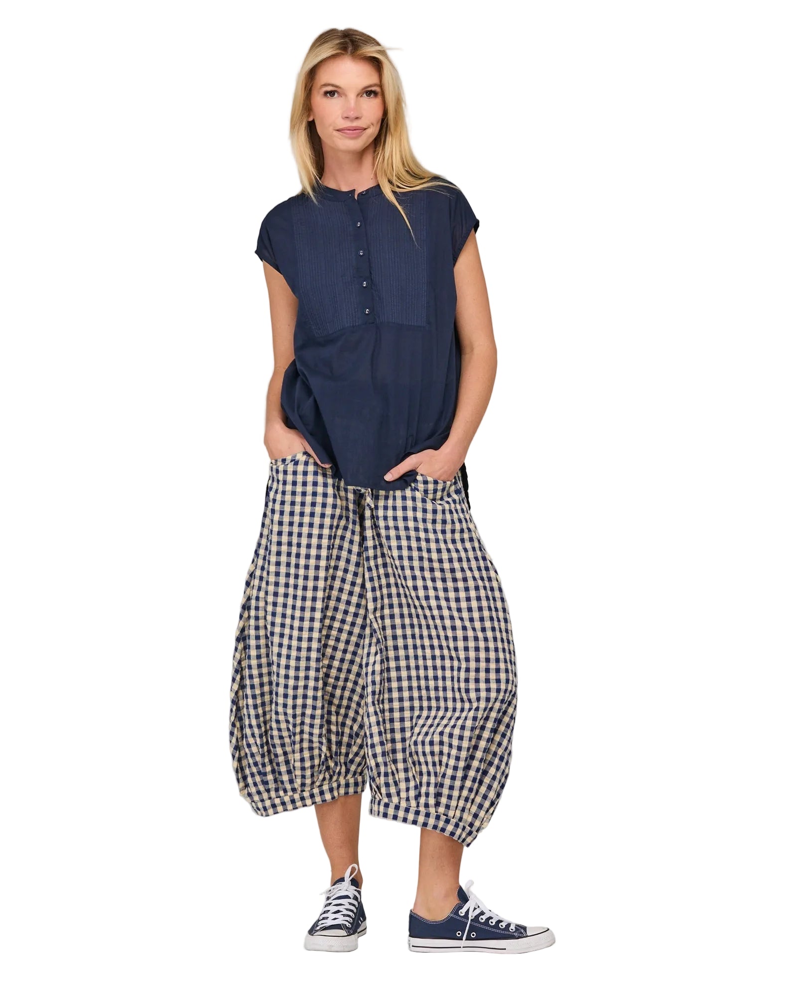 Guru Pant Navy Seersucker Bottoms Boom Shankar