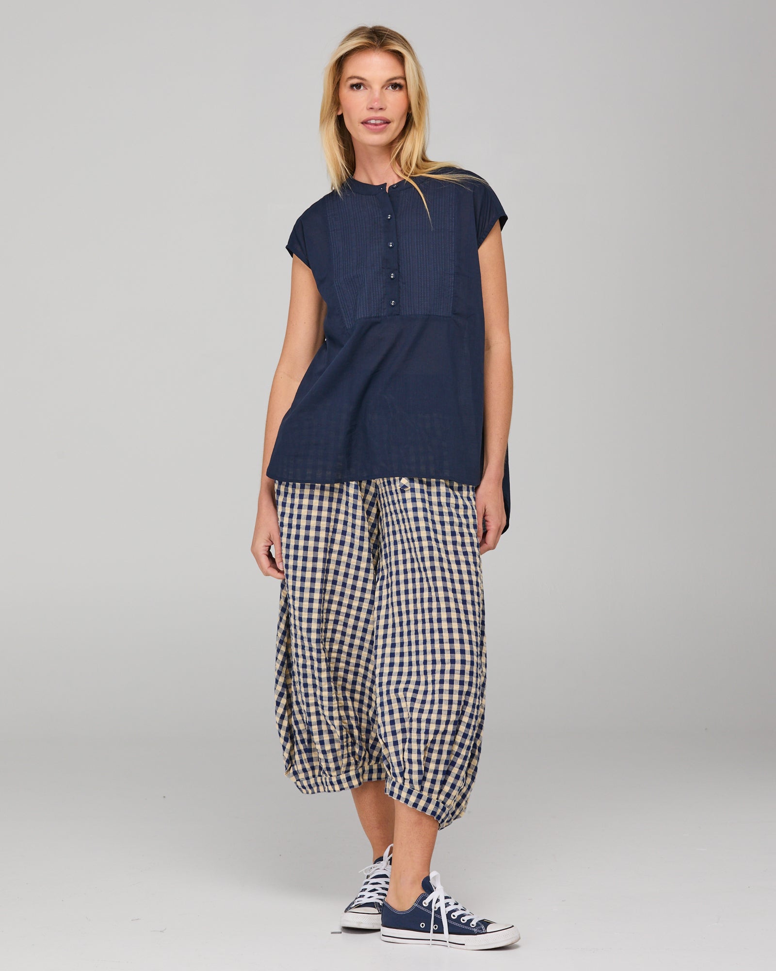 Guru Pant Navy Seersucker Bottoms Boom Shankar