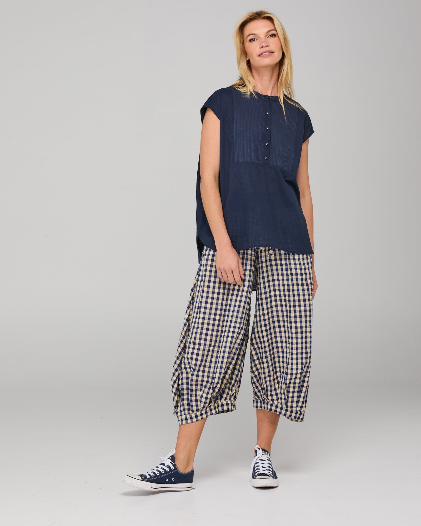 Guru Pant Navy Seersucker Bottoms Boom Shankar