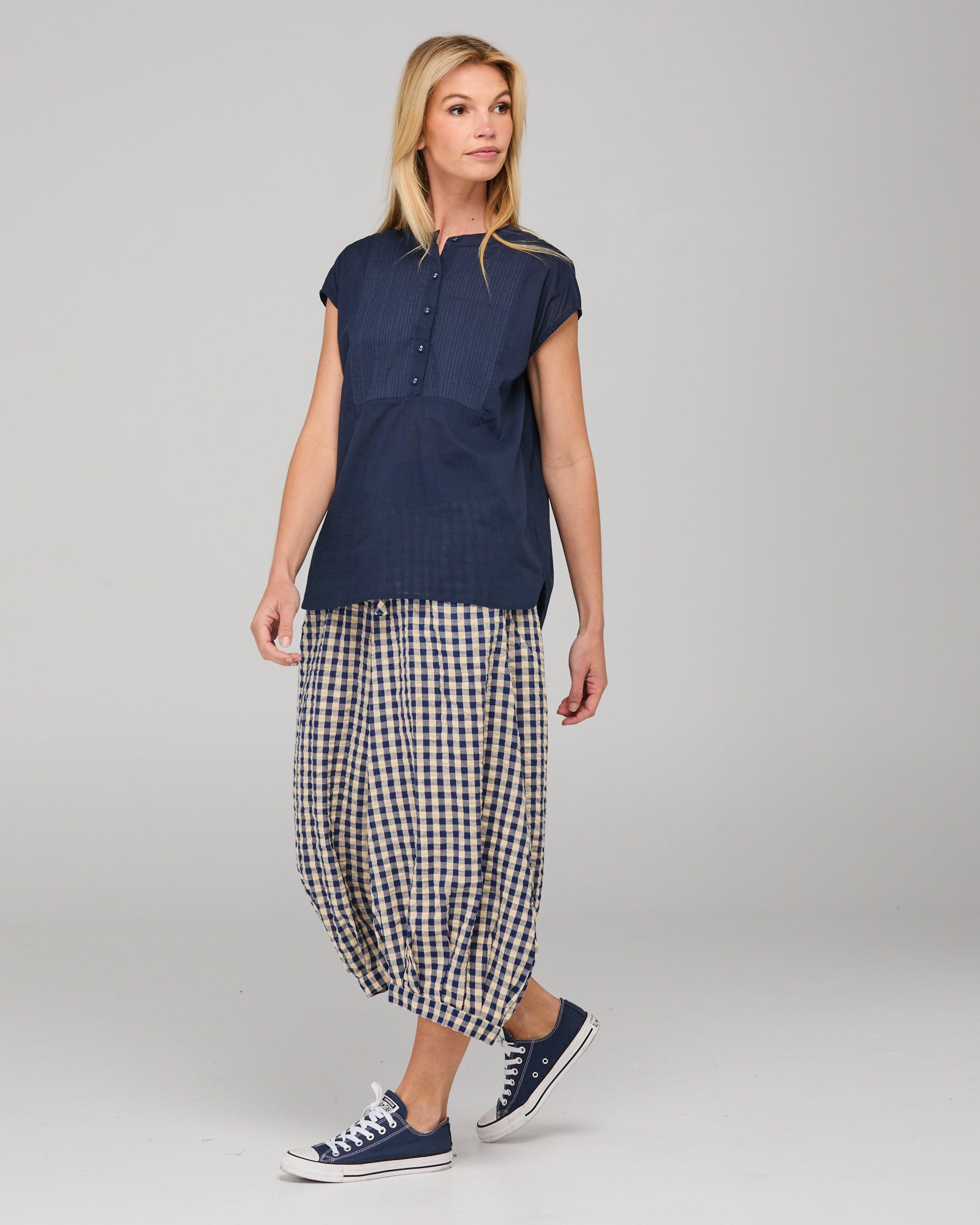 Guru Pant Navy Seersucker Bottoms Boom Shankar