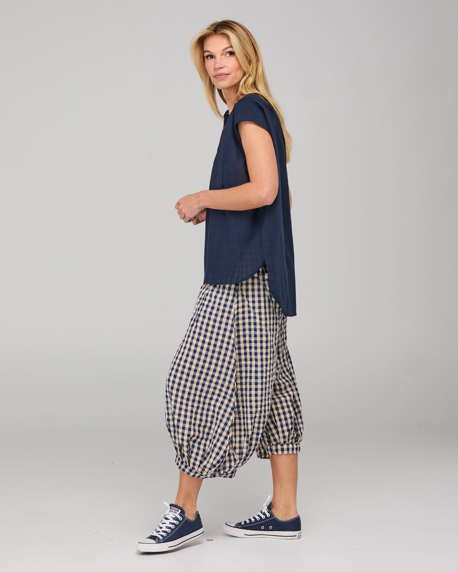 Guru Pant Navy Seersucker Bottoms Boom Shankar