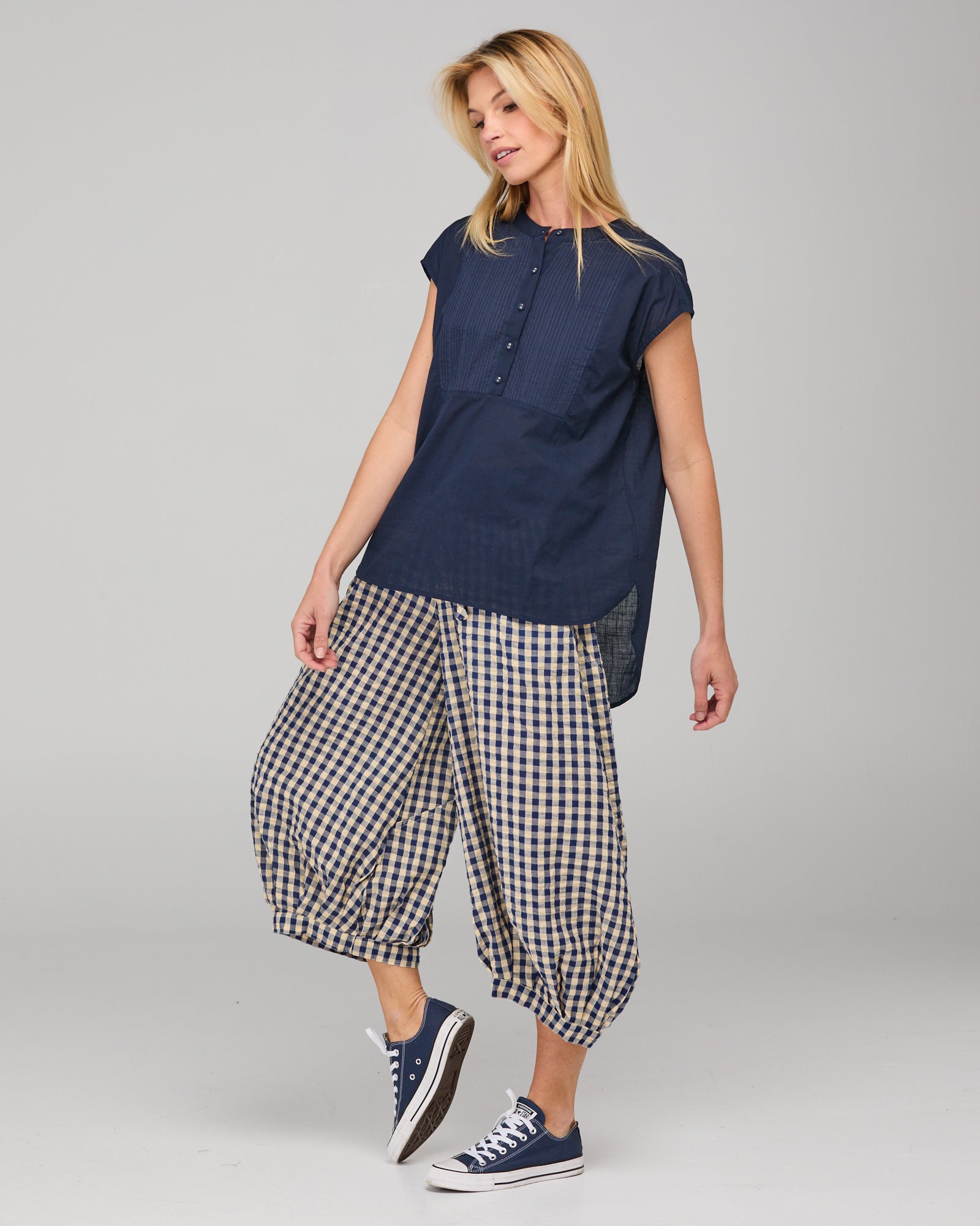 Guru Pant Navy Seersucker Bottoms Boom Shankar