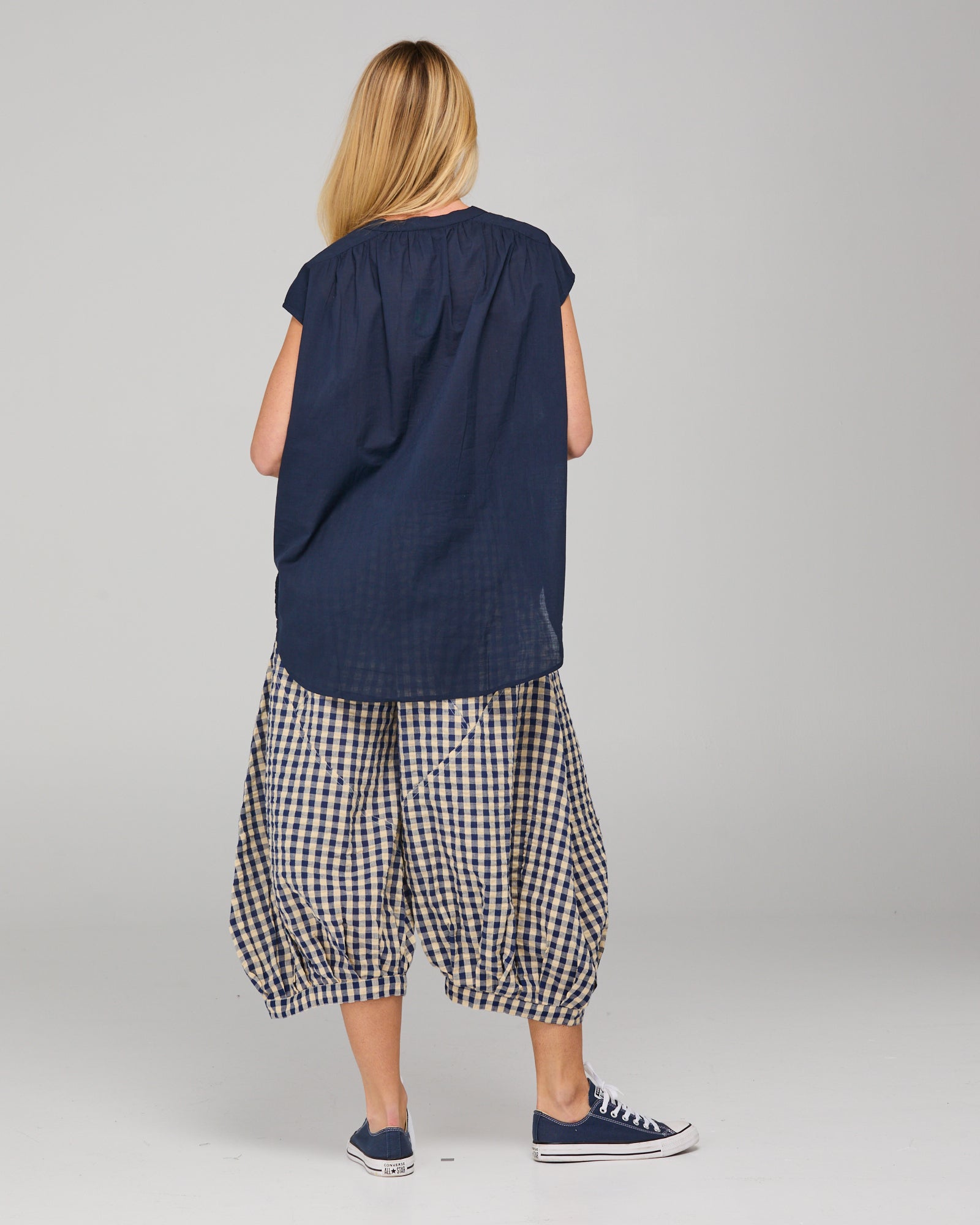 Guru Pant Navy Seersucker Bottoms Boom Shankar