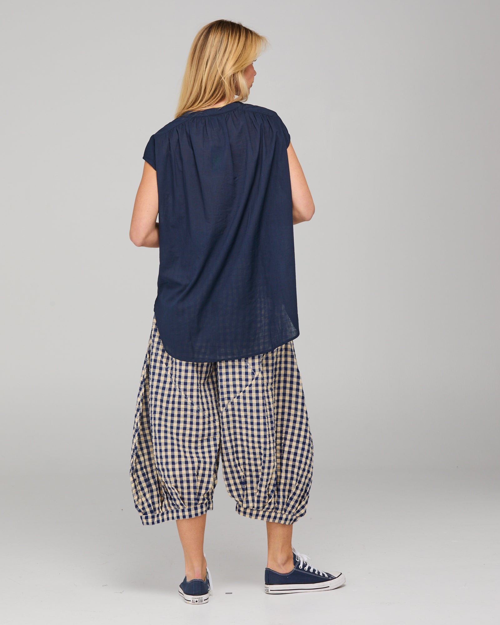 Guru Pant Navy Seersucker Bottoms Boom Shankar