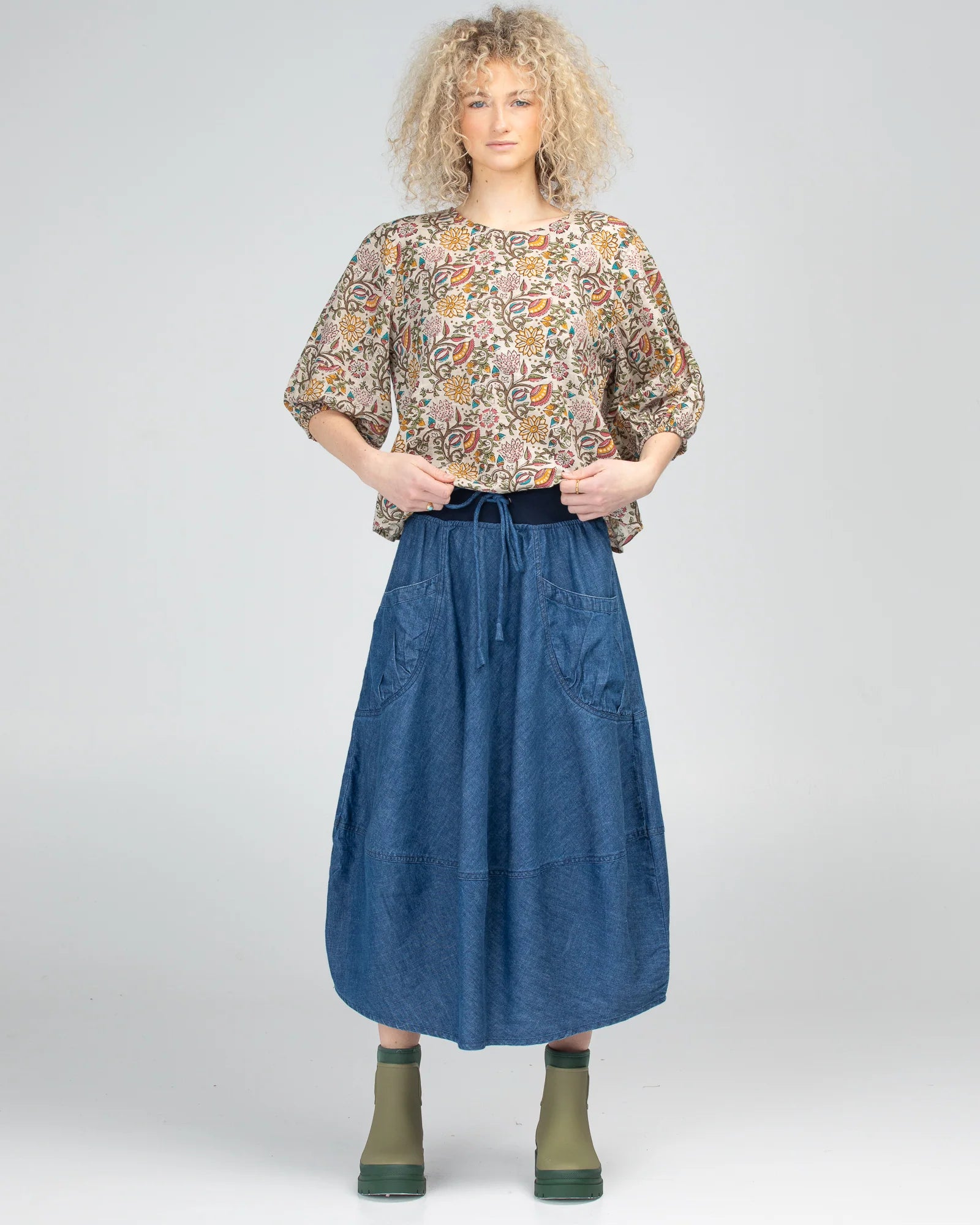 Guru Skirt Mid Wash Denim Skirts Boom Shankar