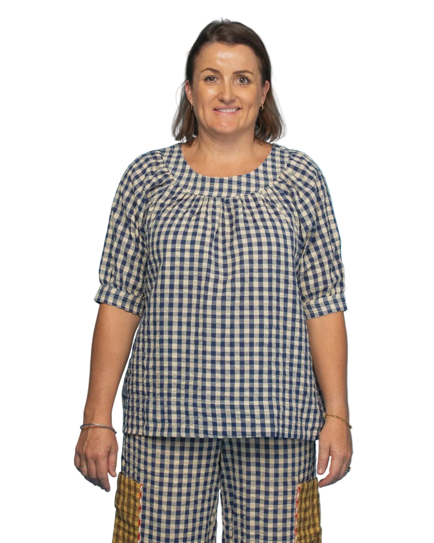 Bliss Top Navy Seersucker - Global Free Style