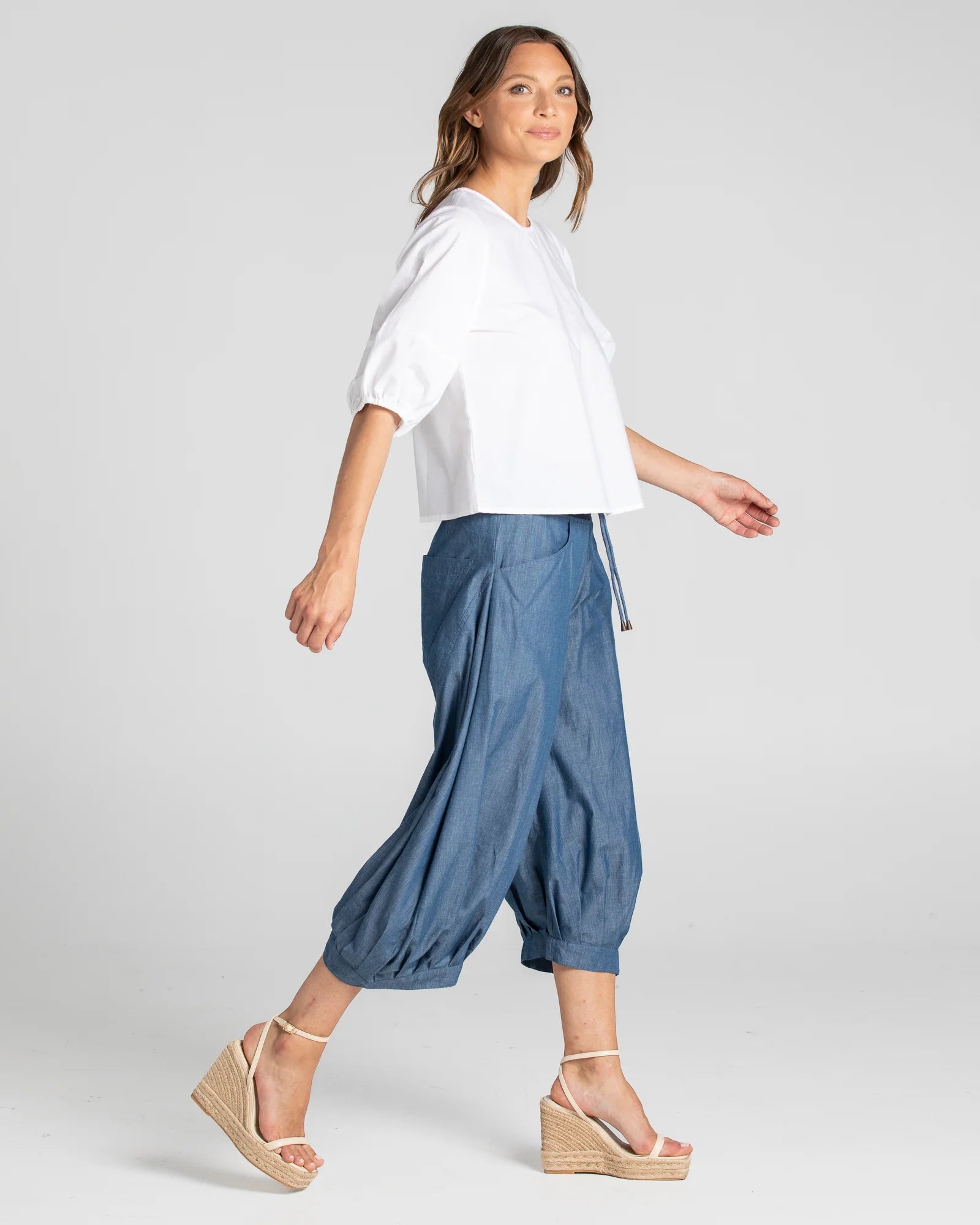 Guru Pant Basic - Blue Chambray Bottoms Boom Shankar