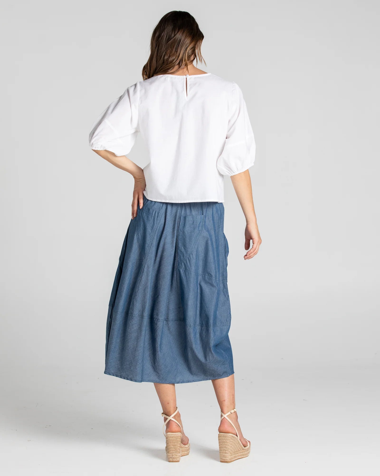 Guru Skirt Basic - Blue Chambray Skirts Boom Shankar