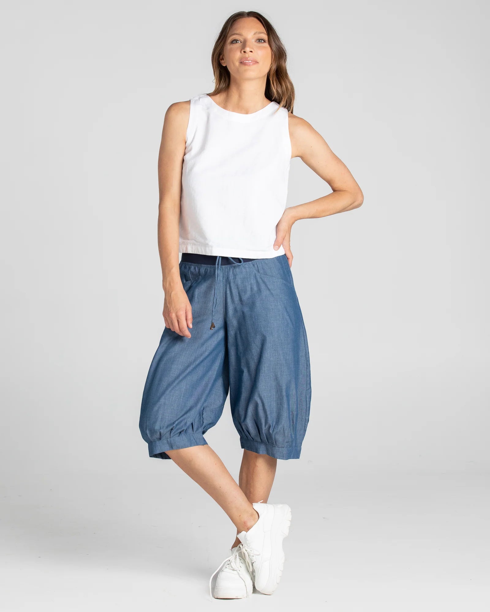 Jada Short Basic - Blue Chambray Bottoms Boom Shankar