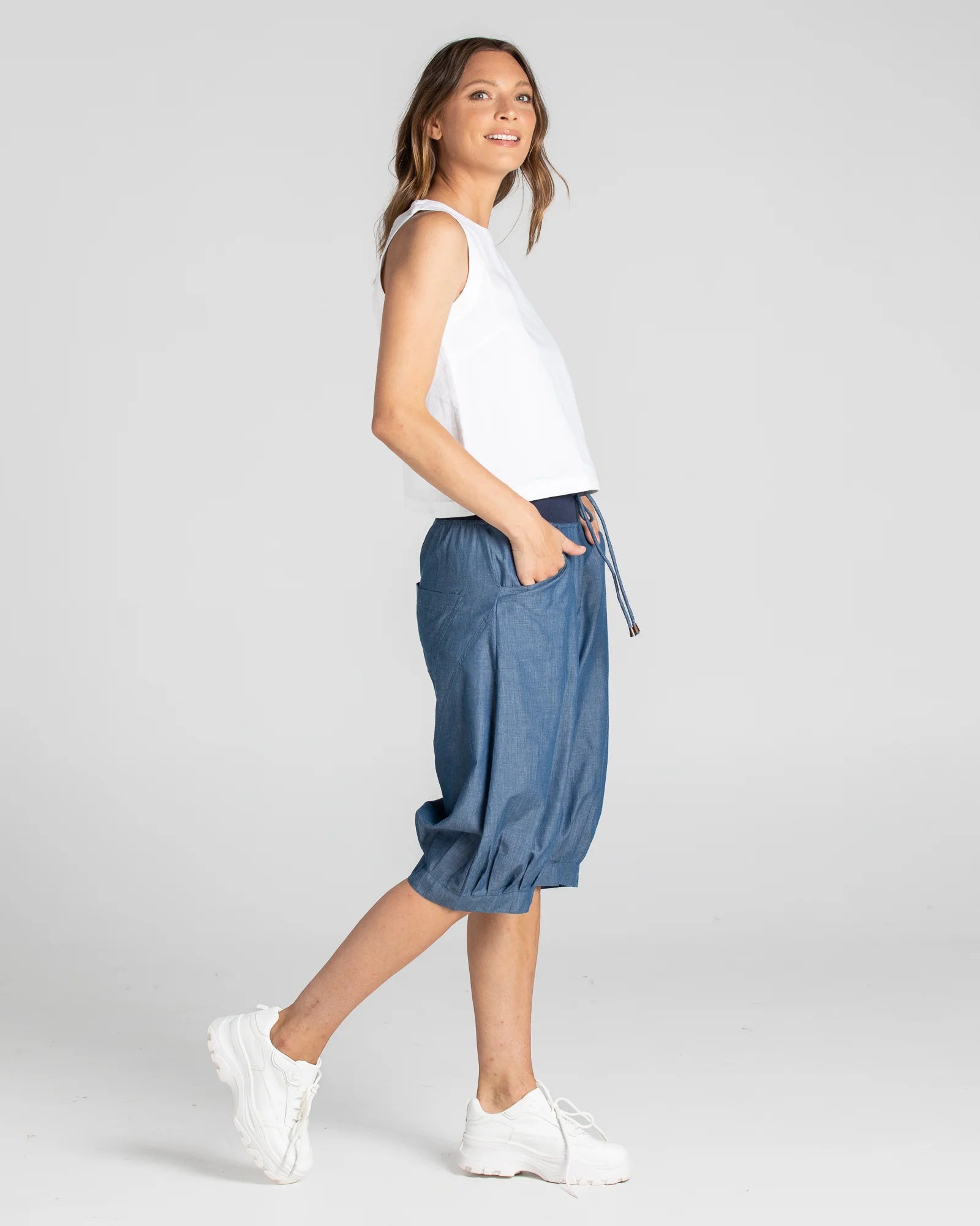 Jada Short Basic - Blue Chambray Bottoms Boom Shankar