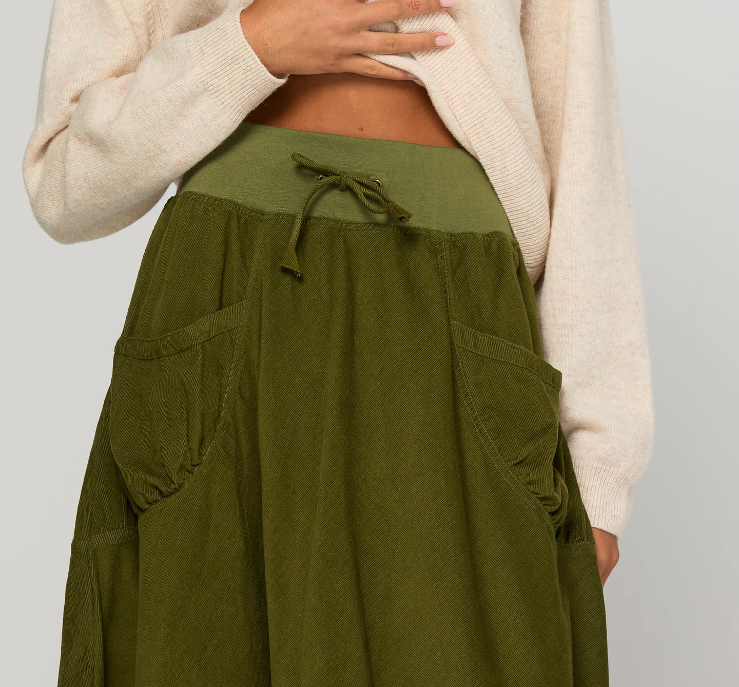 Cord Guru Skirt Olive Green Skirts Boom Shankar