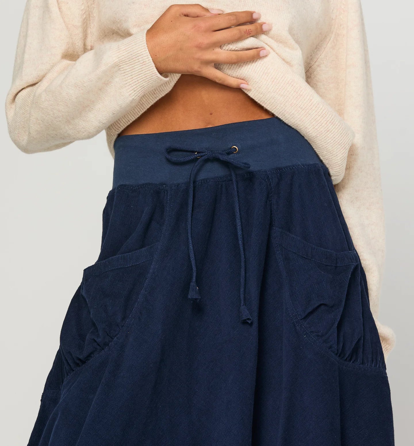 Cord Guru Skirt Midnight Blue Skirts Boom Shankar
