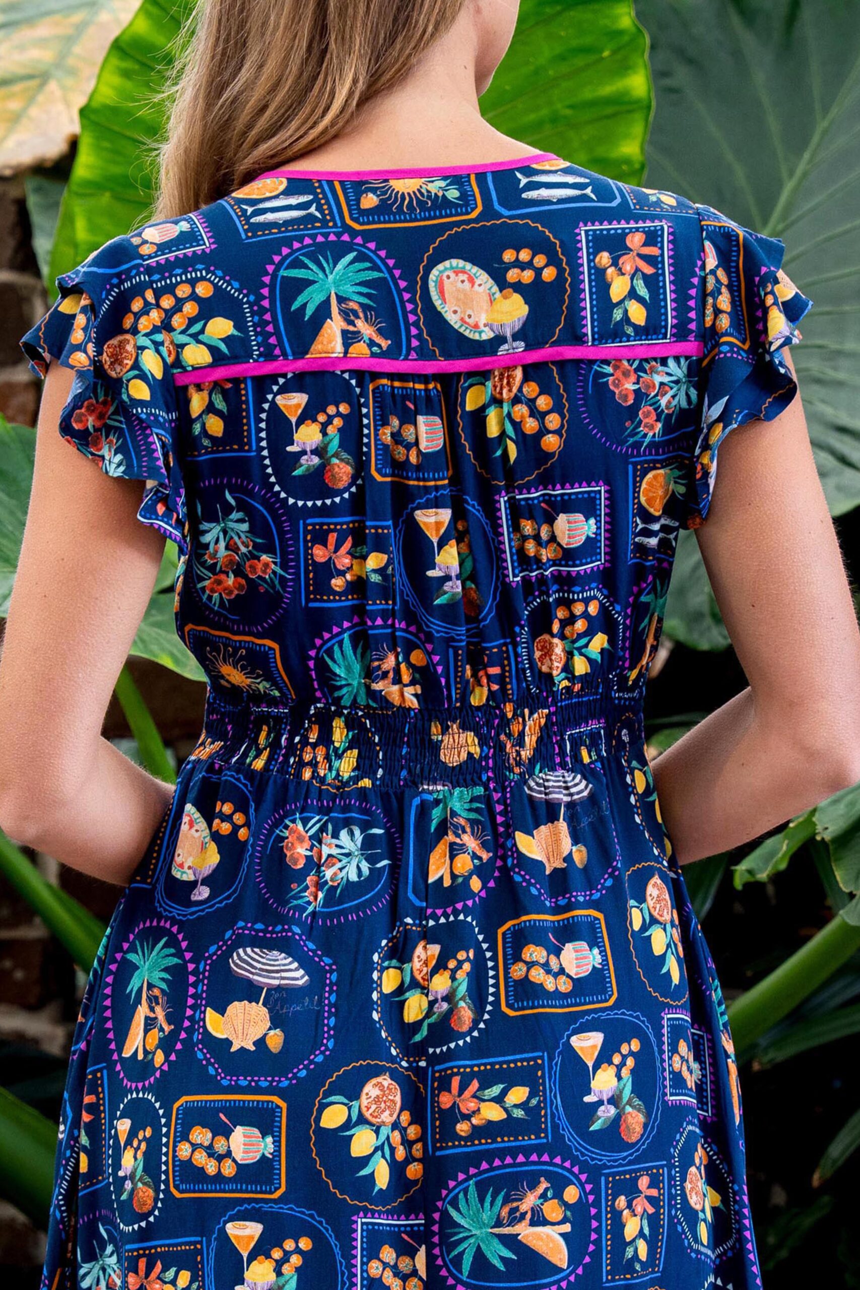 Lance Midi Dress Navy Print Dresses Boho