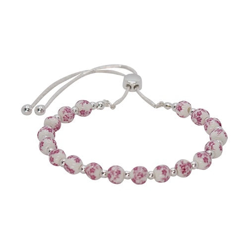 Ceramic Bead Slider Braclelet Silver/Pink Bracelets and Bangles Fabienne