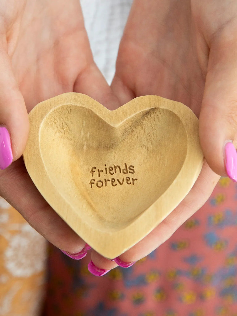 Wooden Heart Trinket Jewelry Dish - Friends Forever - Global Free Style