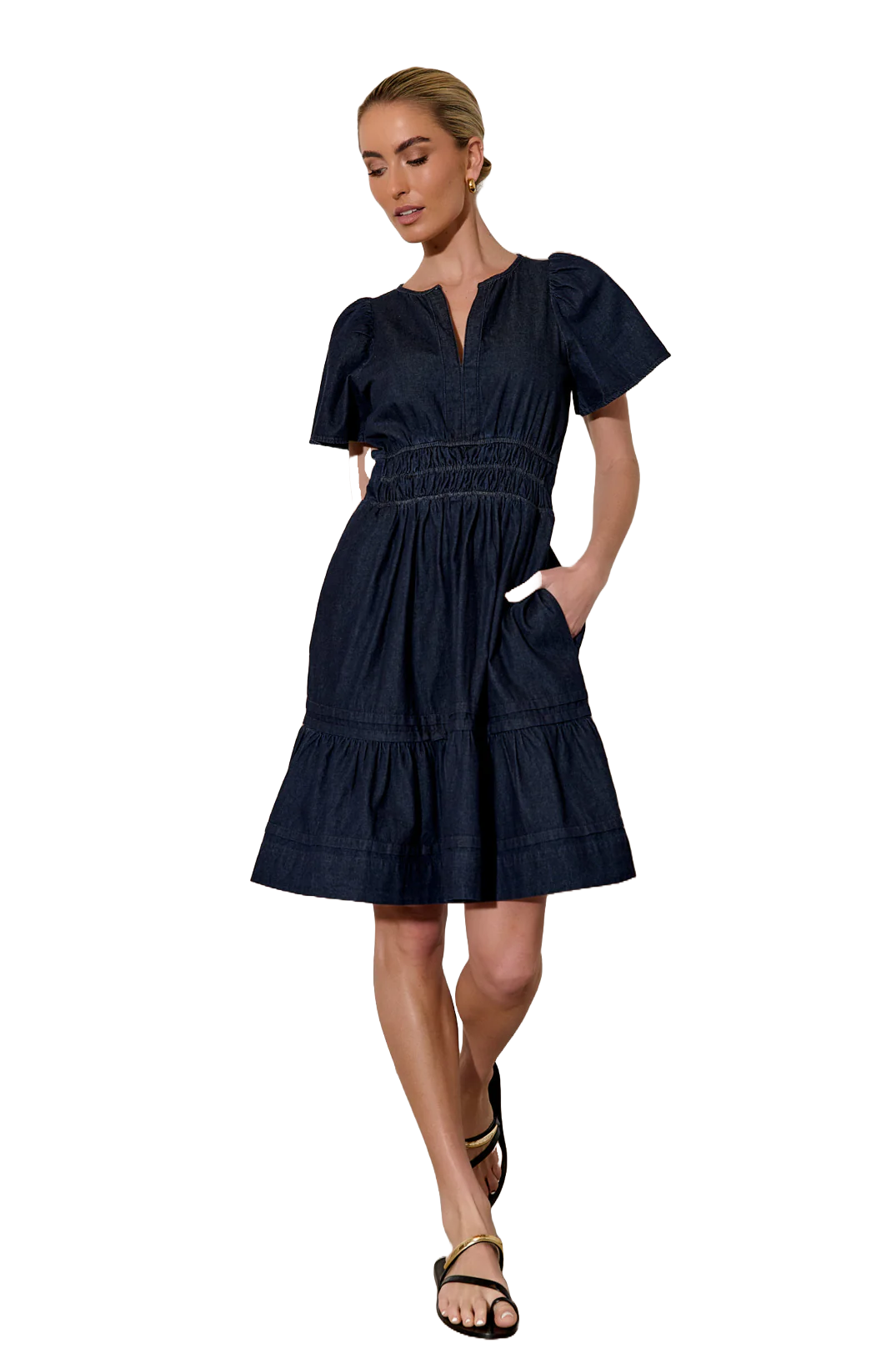 Eliana Light Weight Short Denim Dress Denim Dresses Adorne 8