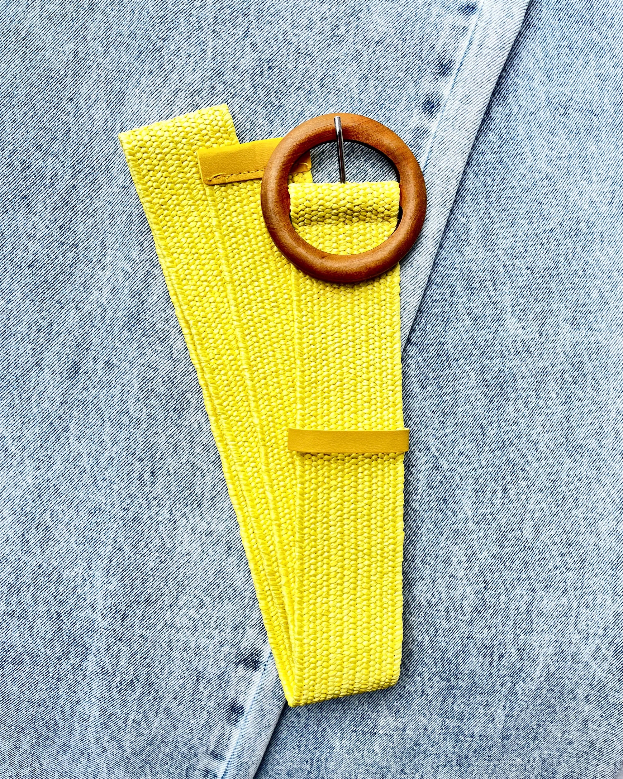 Evie Stretch Belt Light Yellow Belts Evie Clare