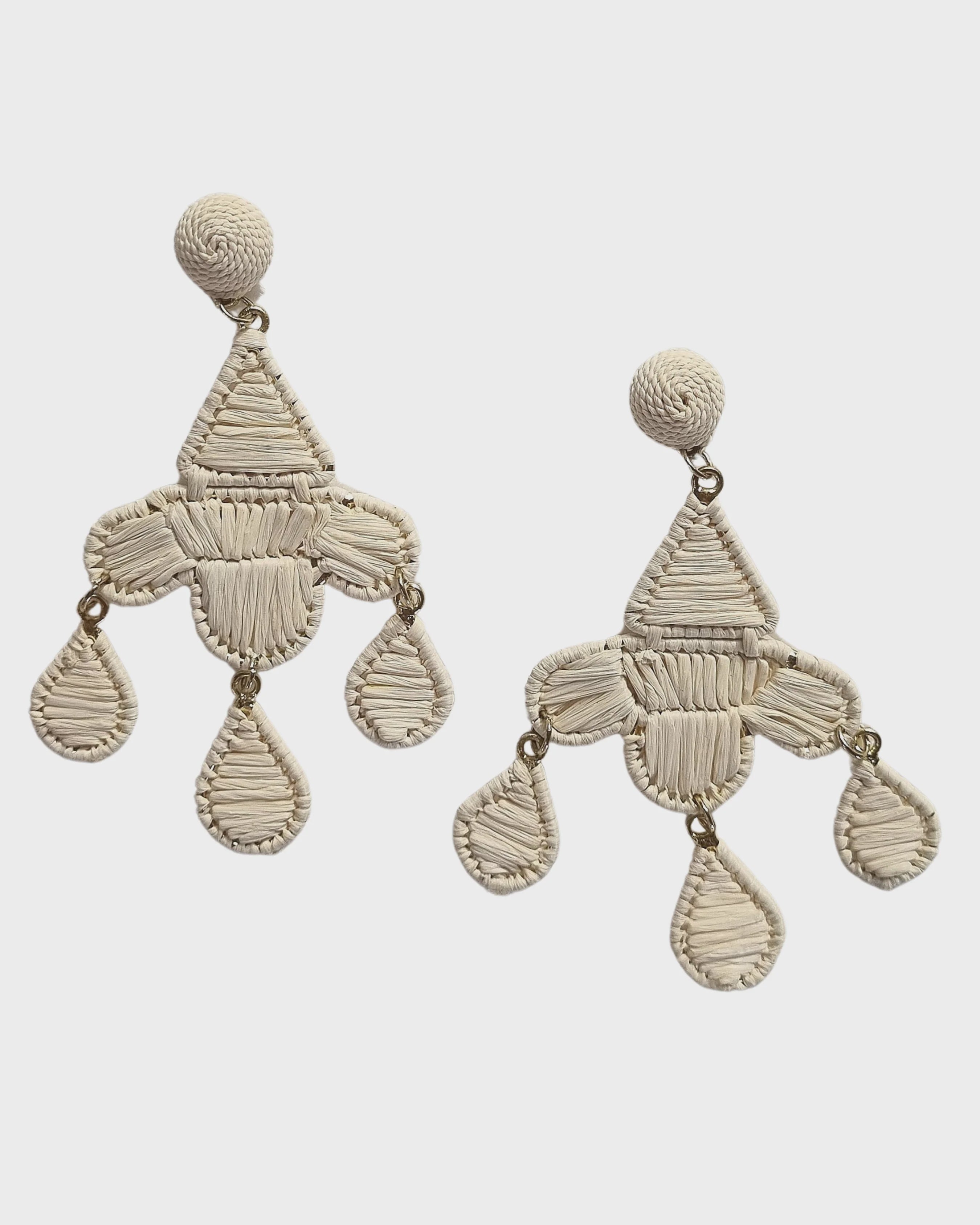 Raffia Earring GFE12001 White Earrings Zoda