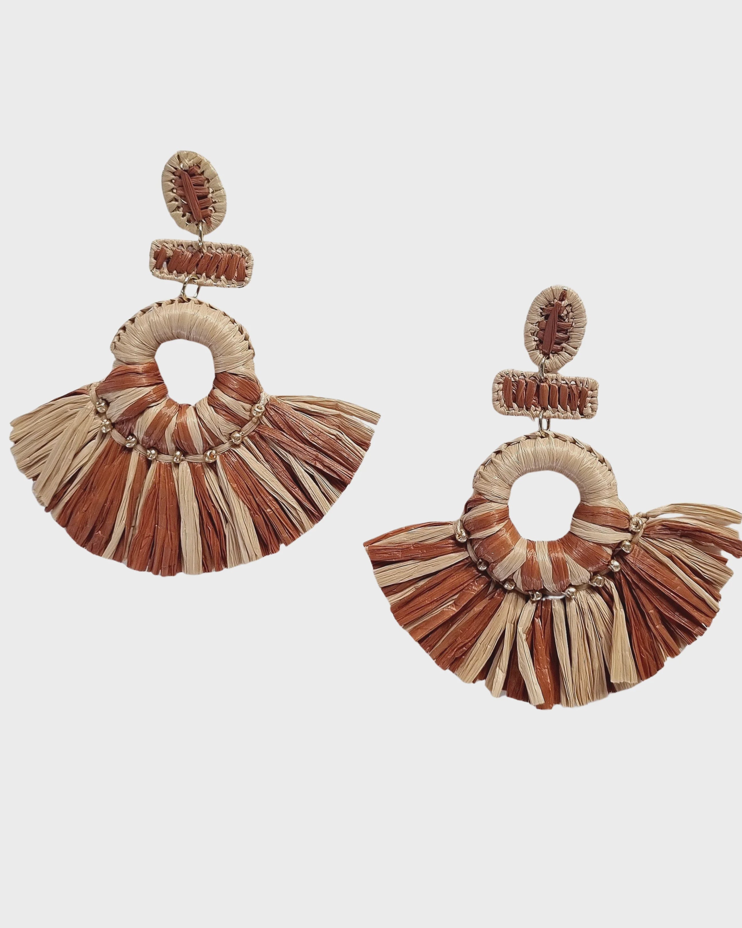 Raffia Earring GR6943NATURAL Earrings Zoda