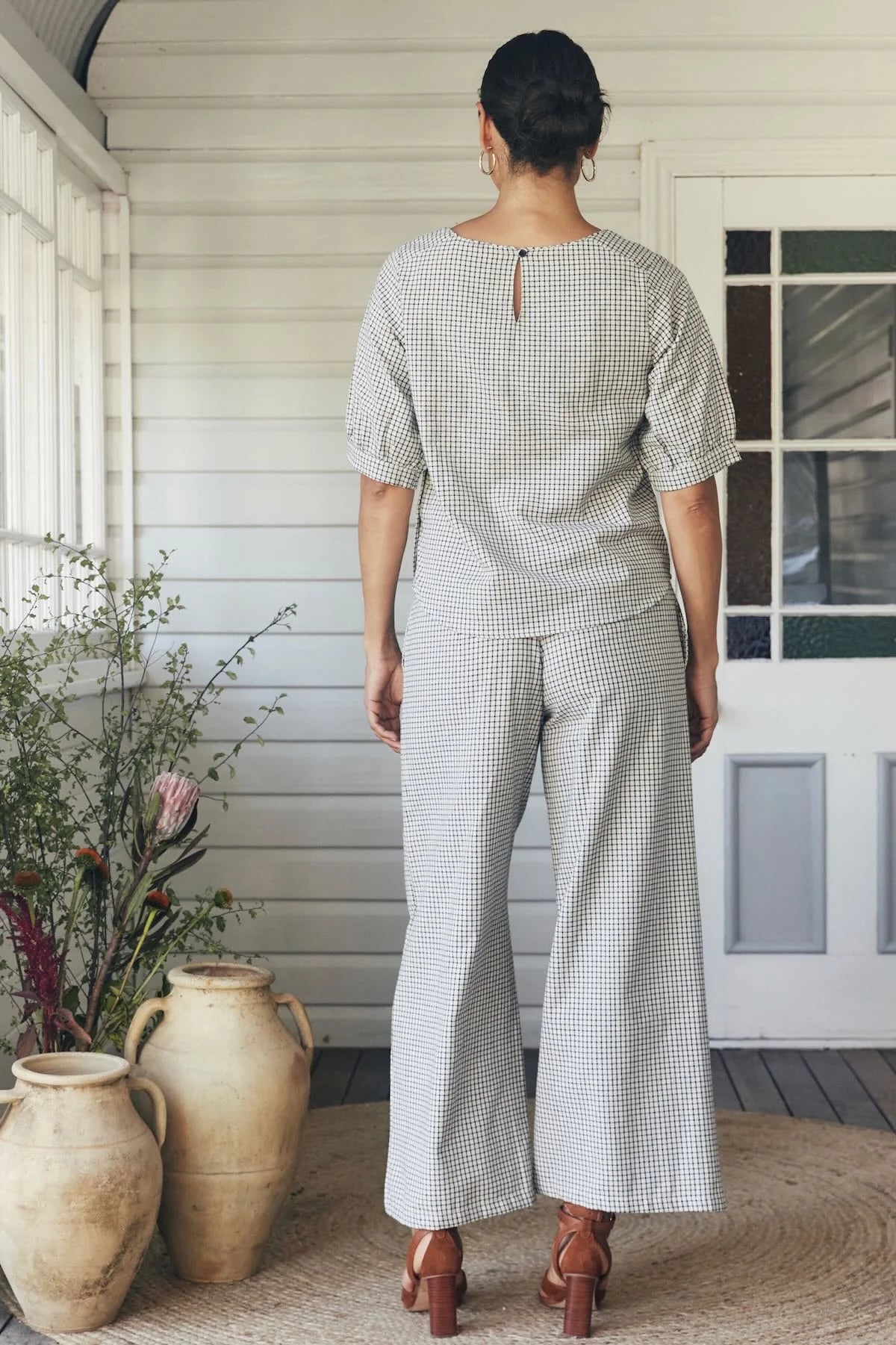 Gigi Top White Checkzs Tops MahaShe