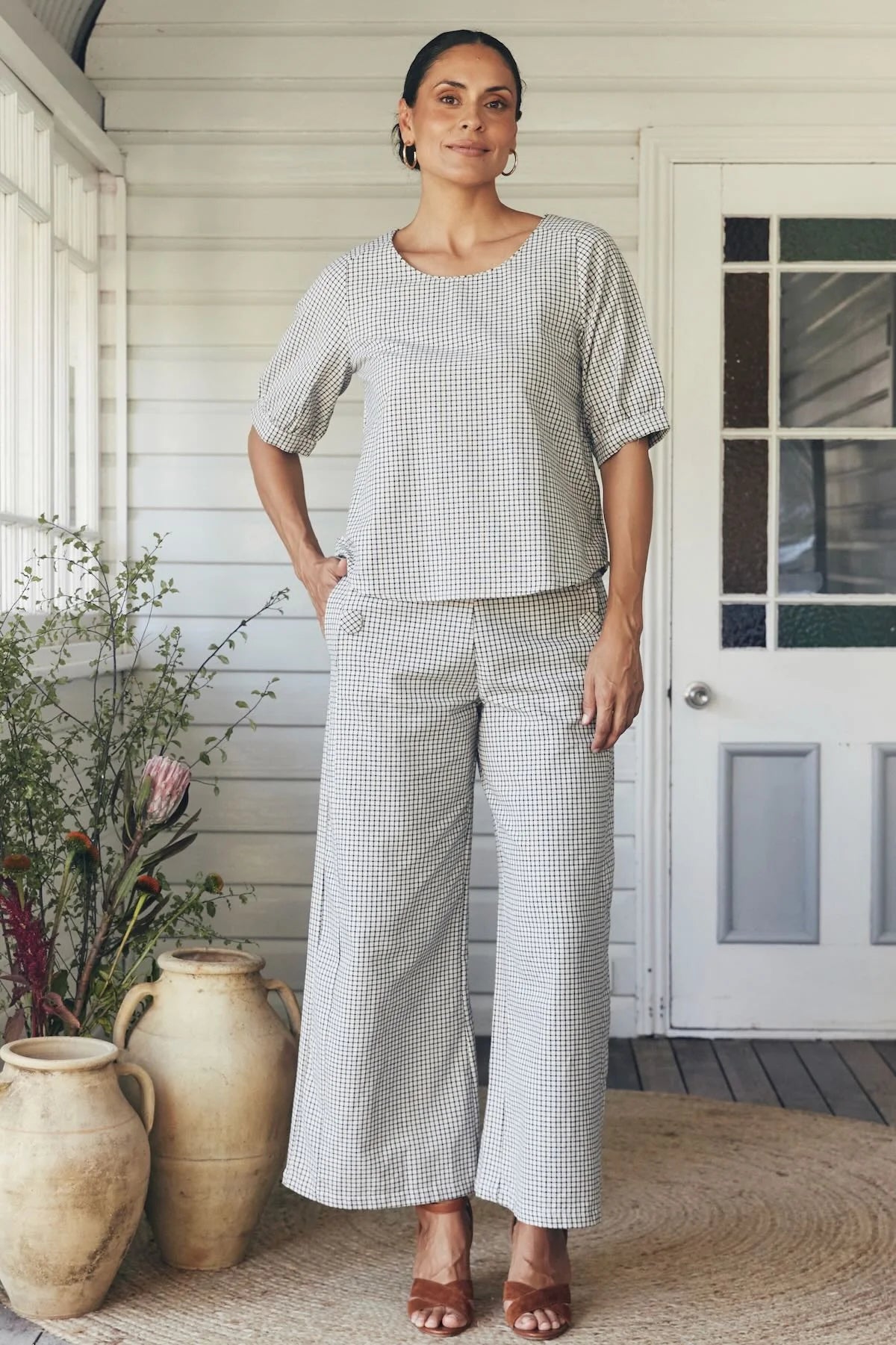 Gigi Top White Checkzs Tops MahaShe