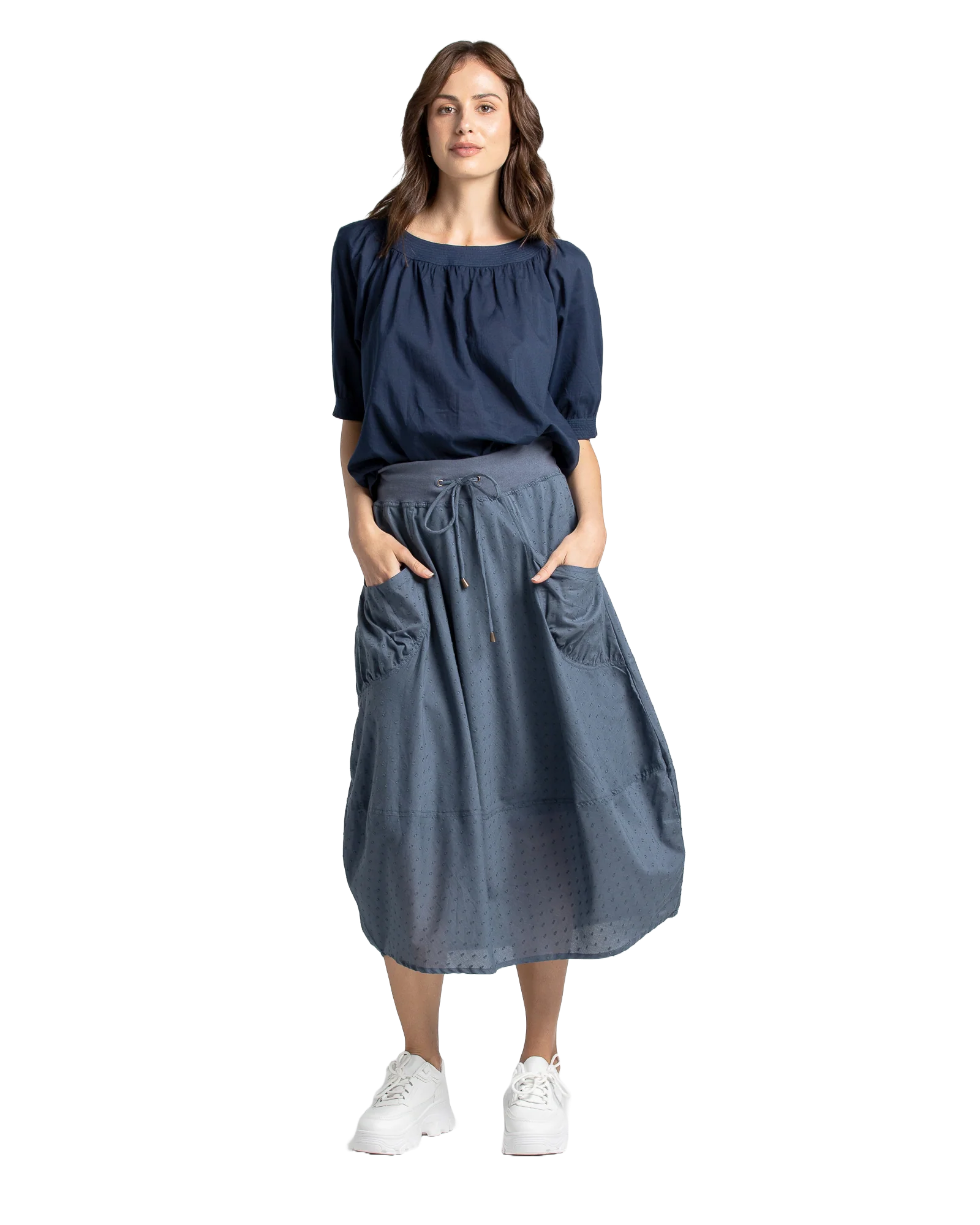 Guru Skirt Basic - Blue Chambray Skirts Boom Shankar 6
