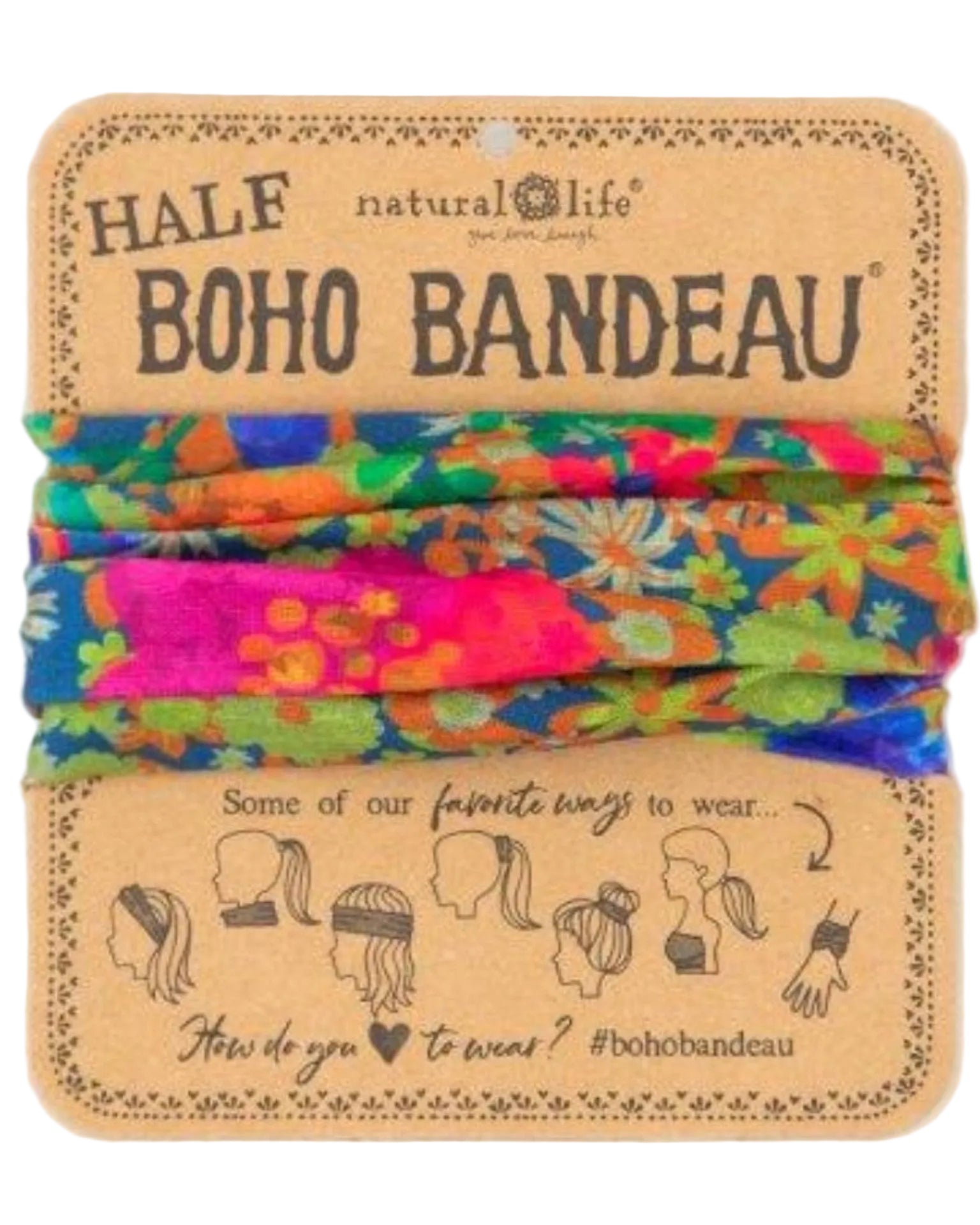 Boho Bandeau Half Blue/Pink Daisies Bandeau Natural Life