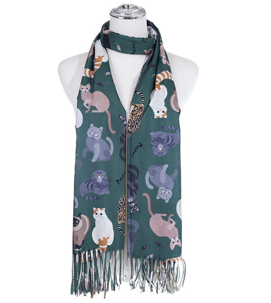 Cat Scarf Green - Global Free Style