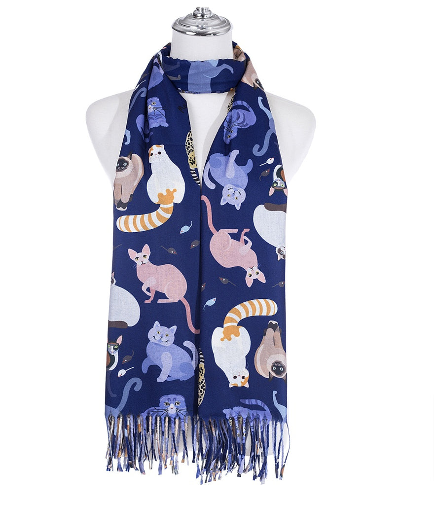Cat Scarf Navy - Global Free Style