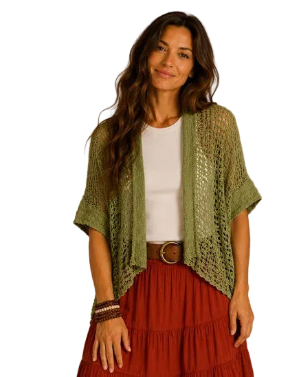 Popcorn Knit Cardy/Shrug Apple Green Tops Ombak