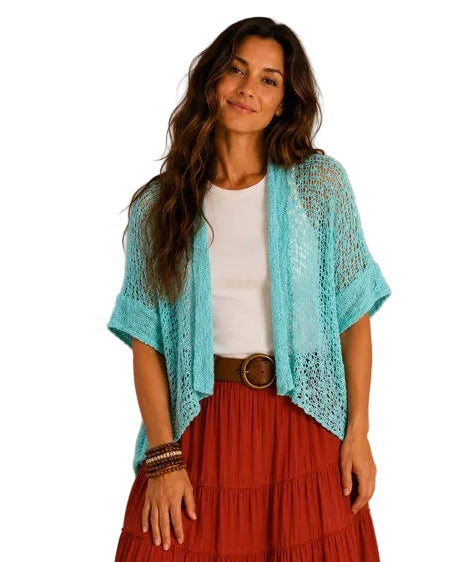 Popcorn Knit Cardy/Shrug Aqua Tops Ombak
