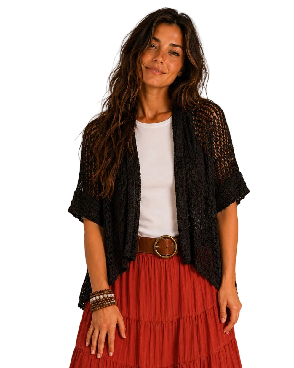 Popcorn Knit Cardy/Shrug Black Tops Ombak
