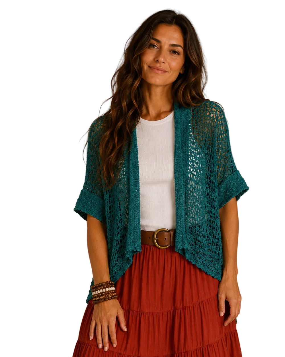 Popcorn Knit Cardy/Shrug Forest Green Tops Ombak